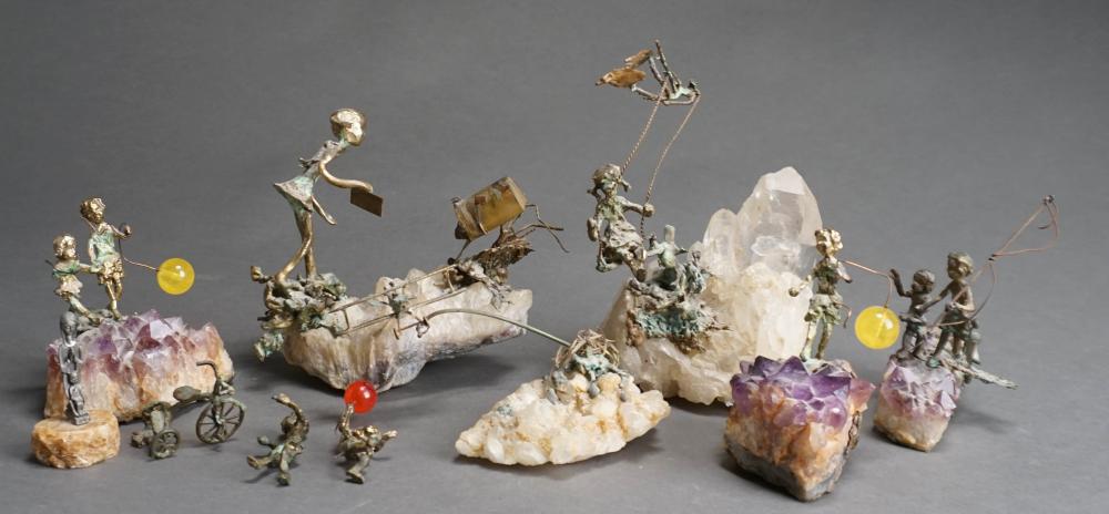 COLLECTION OF METAL FIGURES MOUNTED