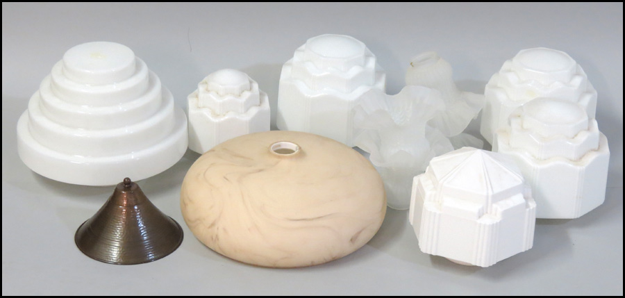 COLLECTION OF MILK GLASS LAMP