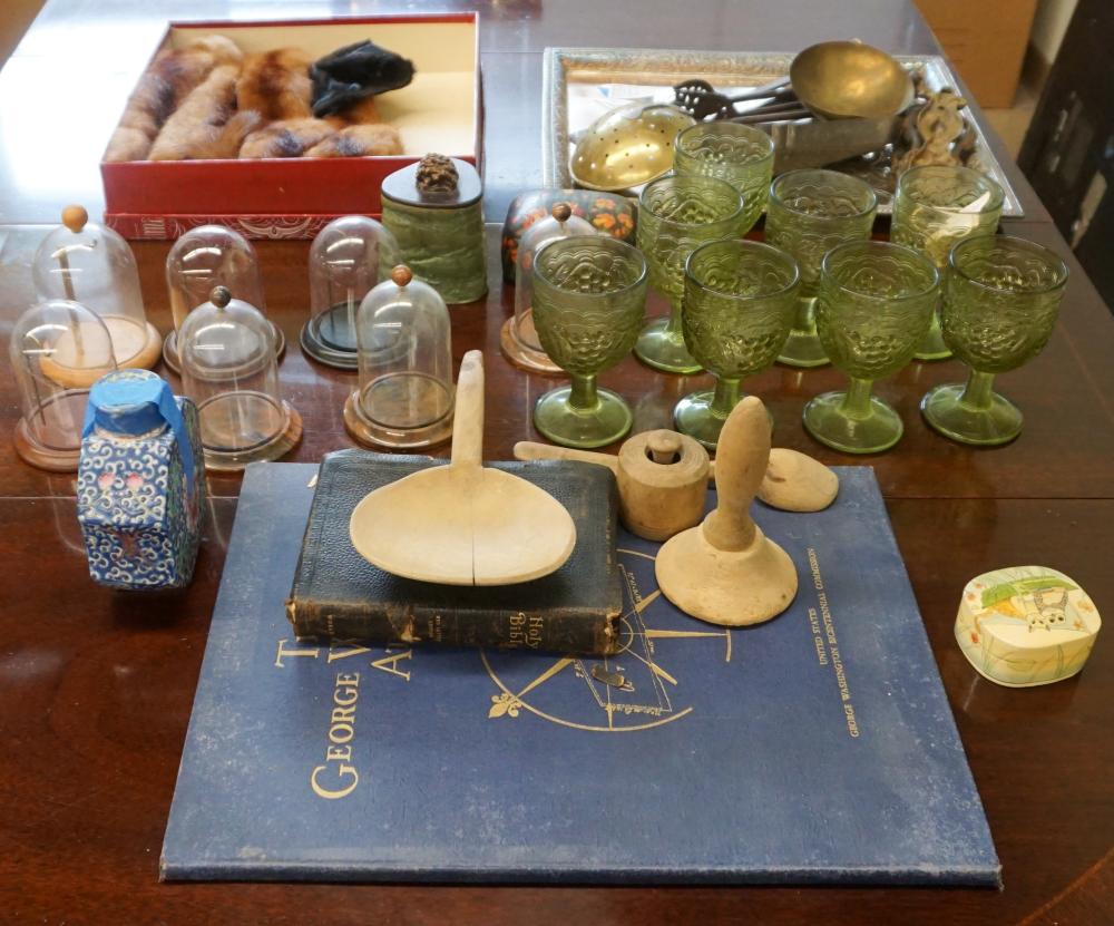 COLLECTION OF MOLDED GREEN GLASS