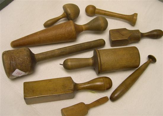 Collection of nine 19th C. wooden