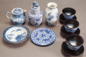 COLLECTION OF NINE BLUE AND WH