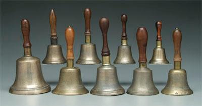 Collection of nine brass school