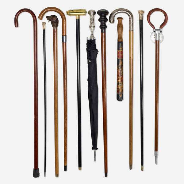 . Collection of nine canes. carved,