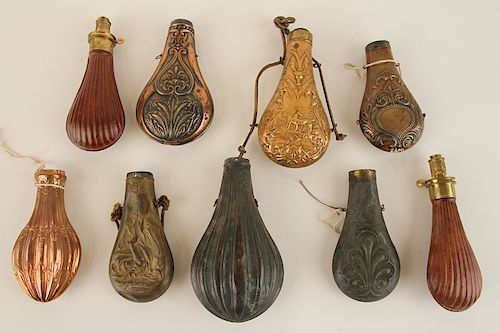 COLLECTION OF NINE GUNPOWDER