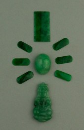COLLECTION OF NINE LOOSE JADE