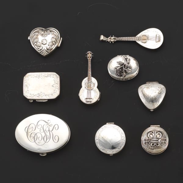 COLLECTION OF NINE SILVER BOXES  