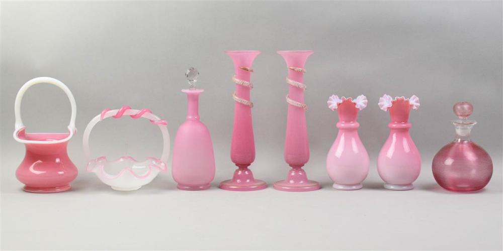COLLECTION OF PINK GLASS