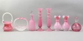COLLECTION OF PINK GLASS ITEMS
