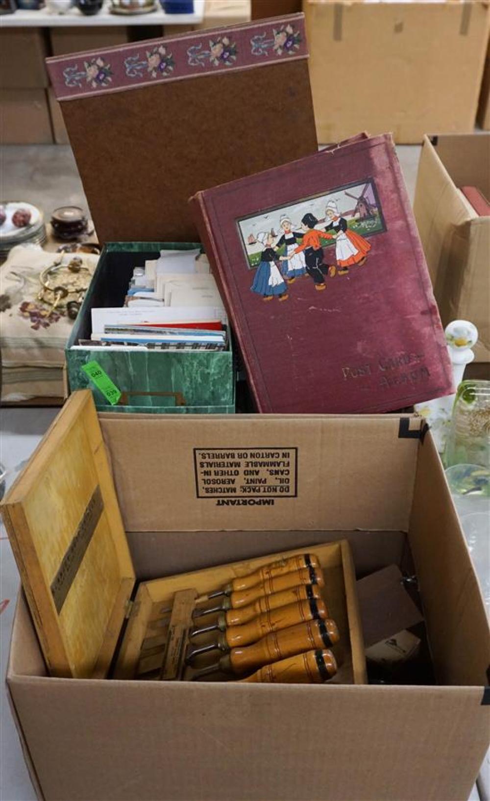 COLLECTION OF POSTCARDS AND BOX