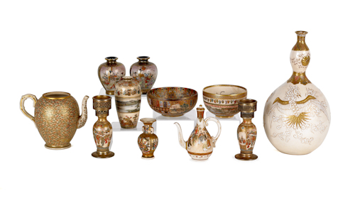 Collection of Satsuma porcelain. ?