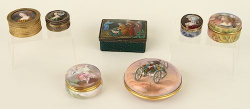 COLLECTION OF SEVEN FRENCH ENAMELED