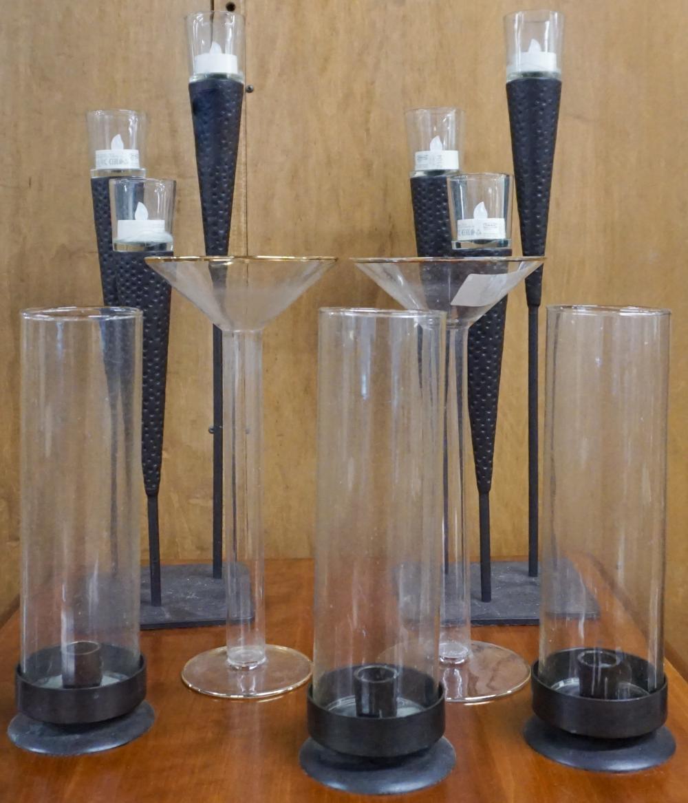 COLLECTION OF SEVEN GLASS AND METAL