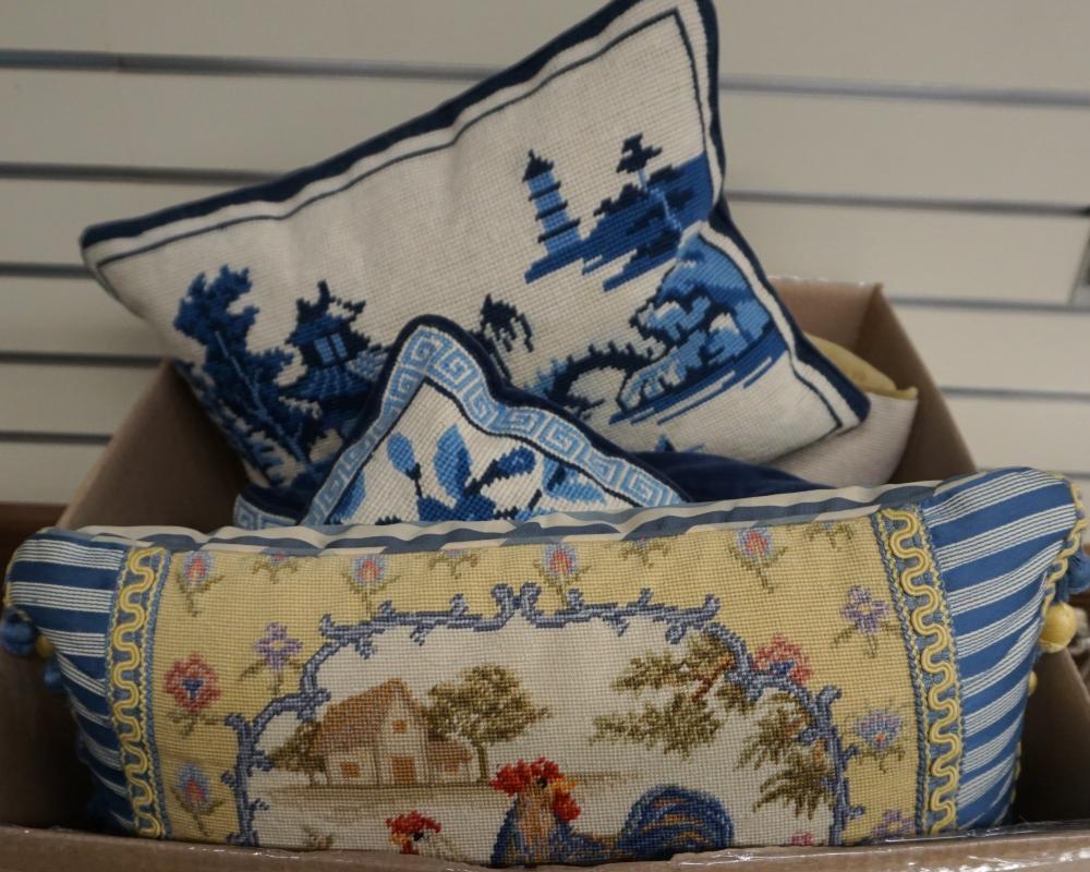 COLLECTION OF SEVEN NEEDLEPOINT AND