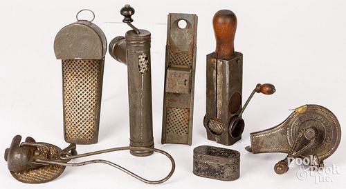 COLLECTION OF SEVEN NUTMEG GRATERS,