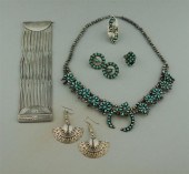 COLLECTION OF SILVER AND TURQU