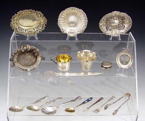 COLLECTION OF SILVER DISHES, SPOONS