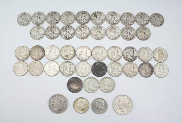 COLLECTION OF SILVER HALF DOLLARS &