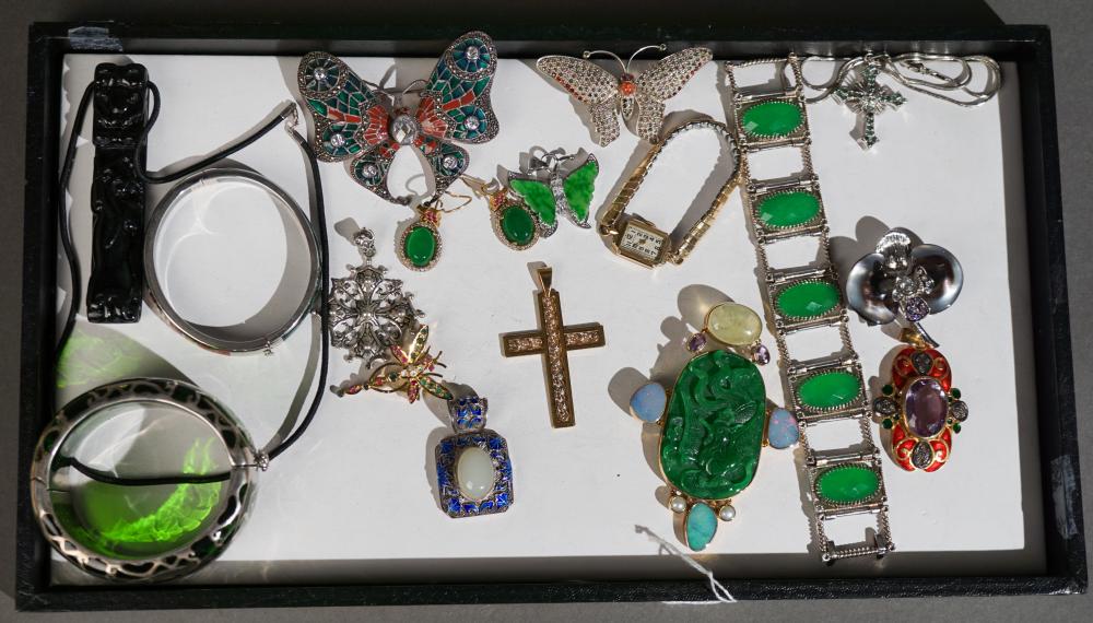 COLLECTION OF SILVER, HARDSTONE AND