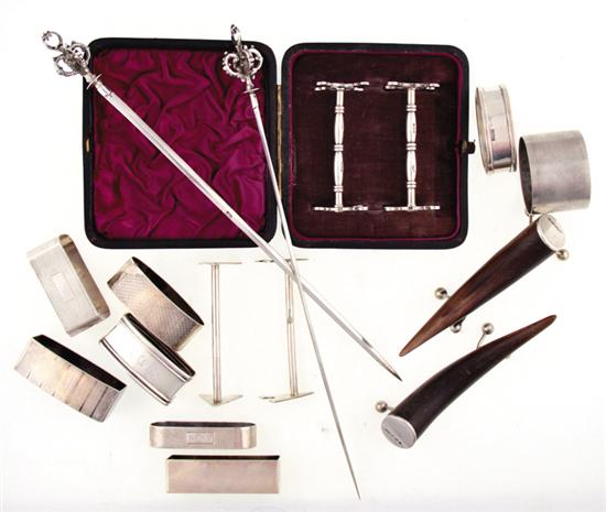 Collection of silver napkin rings