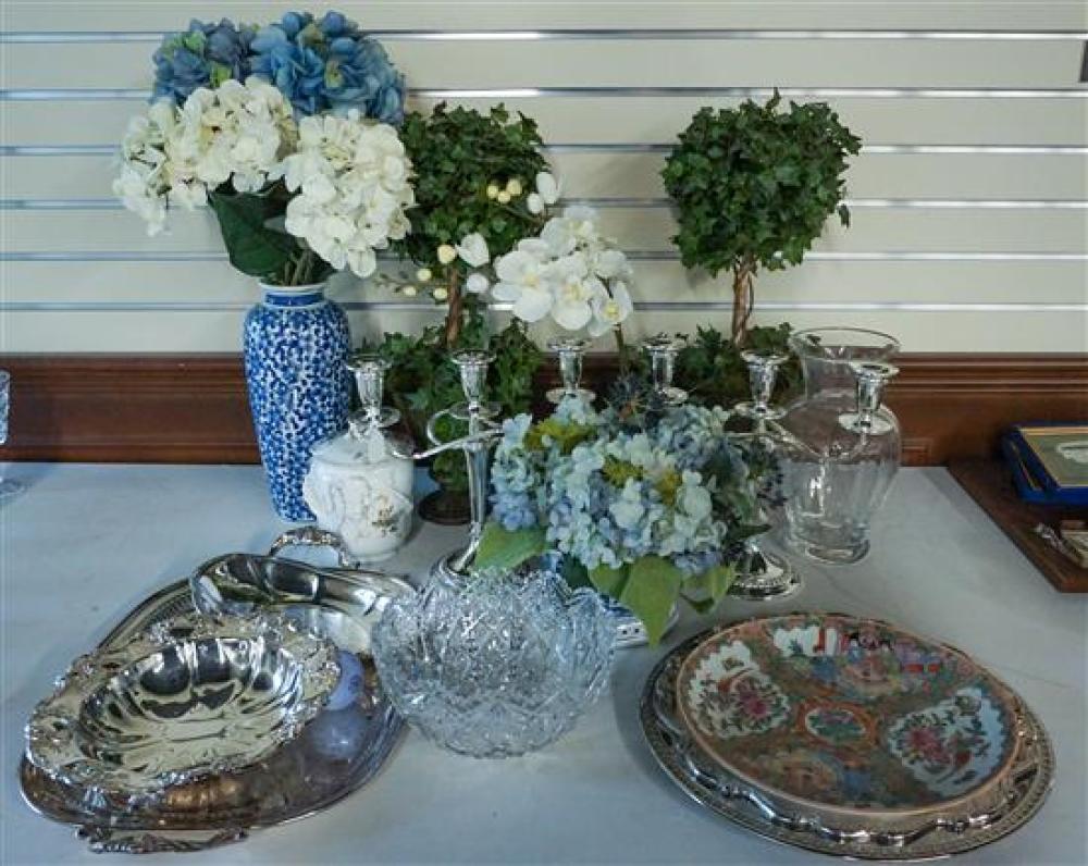 COLLECTION OF SILVER PLATE TRAYS, A