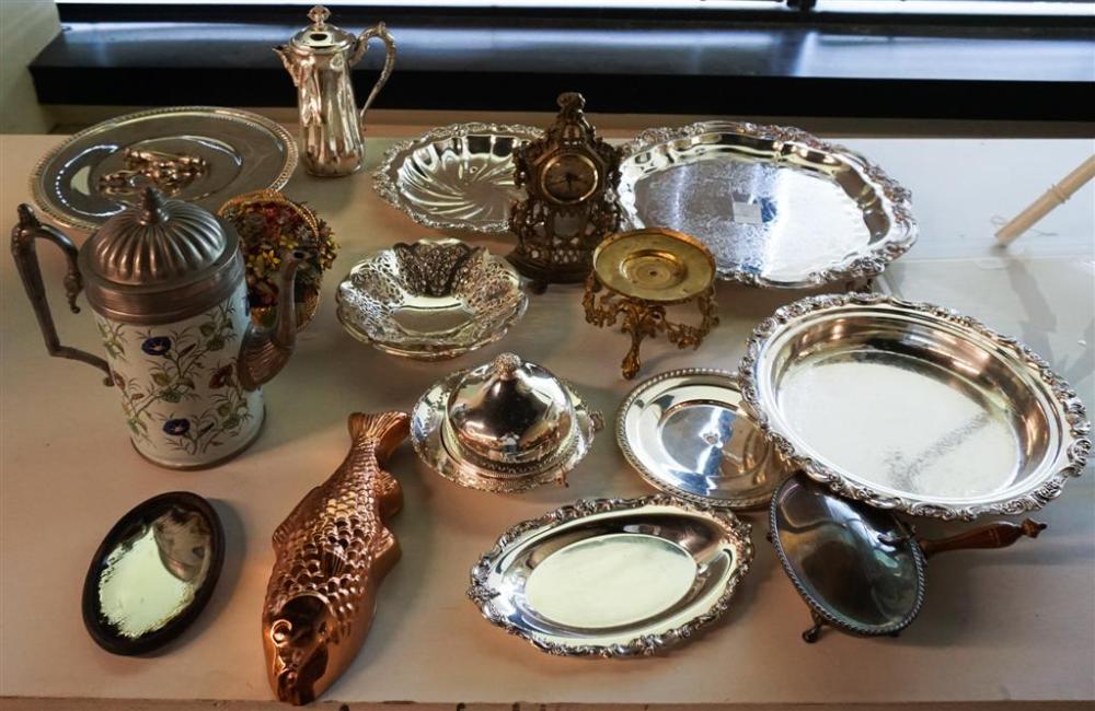 COLLECTION OF SILVER PLATE TRAYS,
