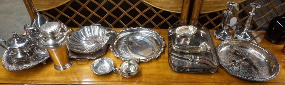 COLLECTION OF SILVERPLATE TABLE