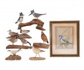 Collection of six carved birds