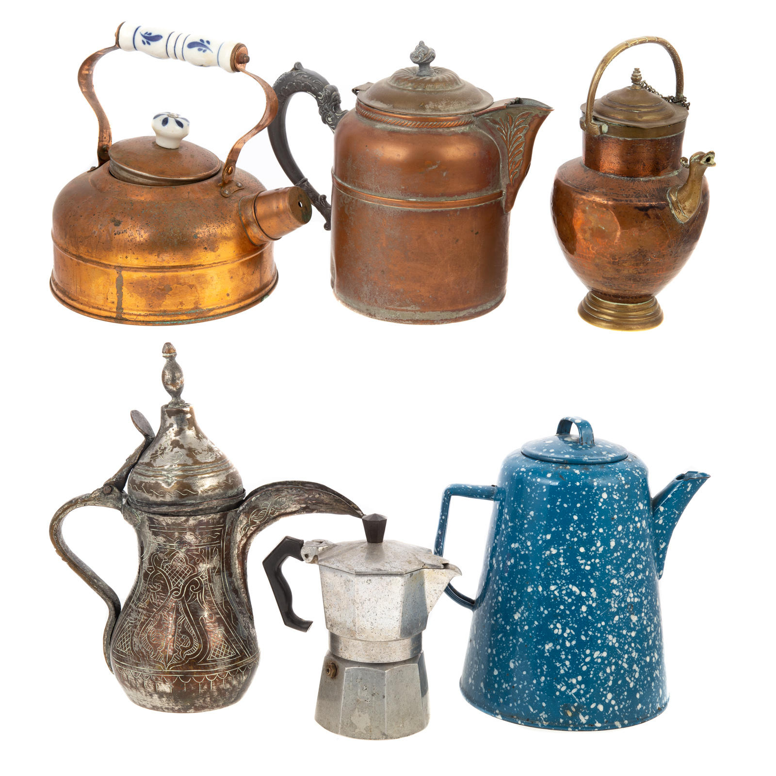 COLLECTION OF SIX COFFEE POTS
