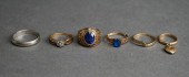 COLLECTION OF SIX GOLD RINGS,