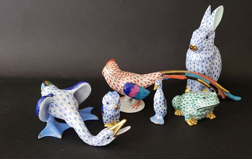 COLLECTION OF SIX HAND PAINTED