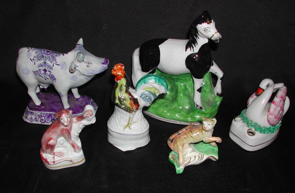 Collection of Six Pottery Animals