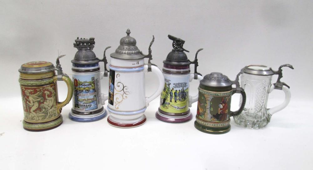 COLLECTION OF SIX STEINS. THE FIRST