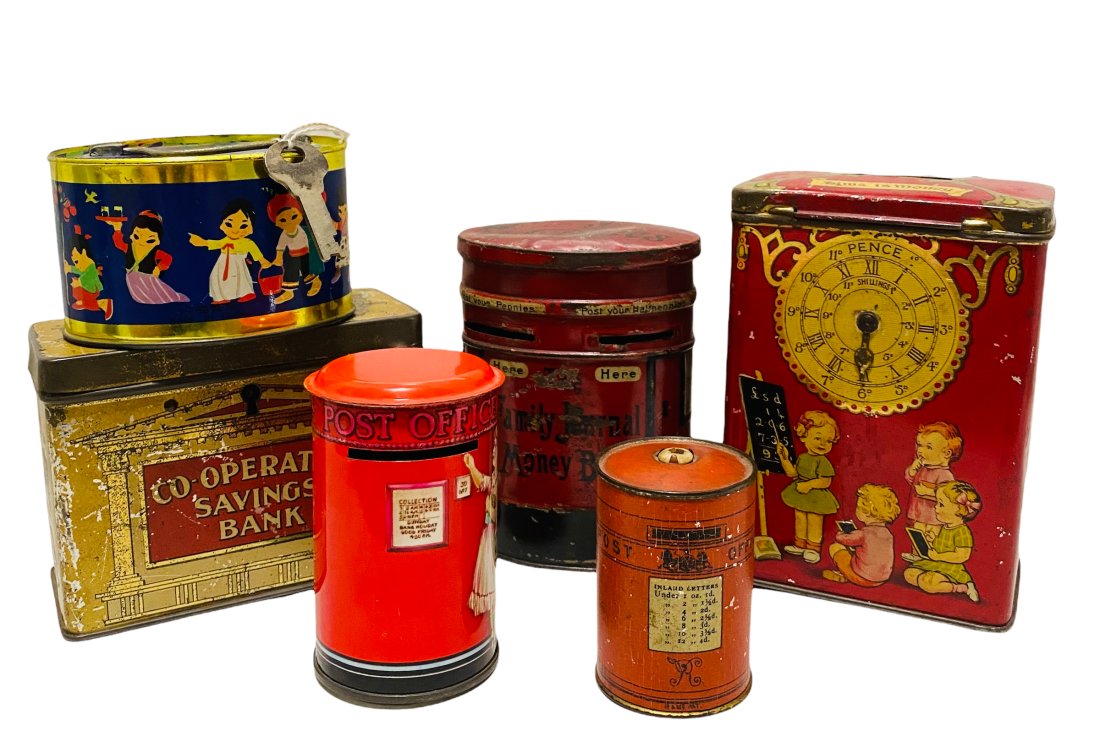 COLLECTION OF SIX TIN TOY STILL