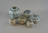 COLLECTION OF SMALL BLUE AND W