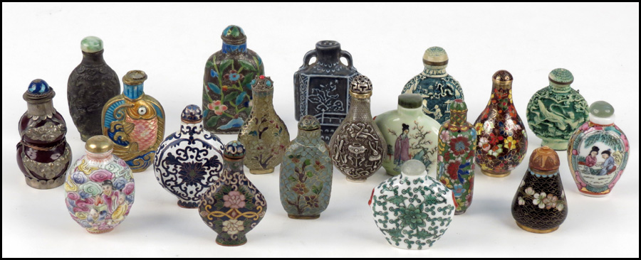 COLLECTION OF SNUFF BOTTLES.