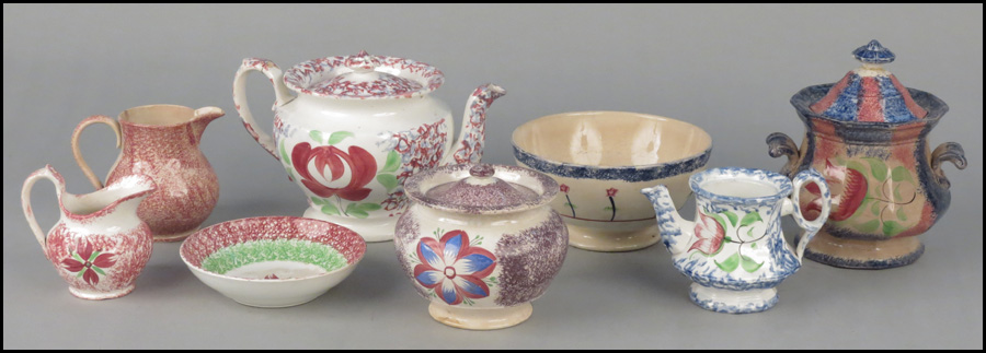 COLLECTION OF SPONGEWARE POTTERY.