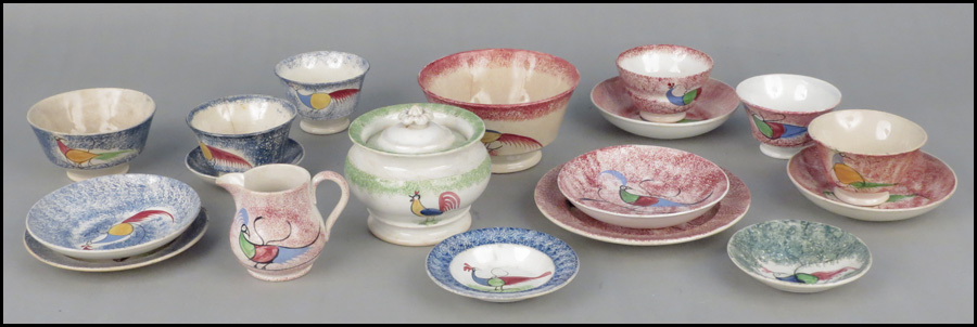 COLLECTION OF SPONGEWARE POTTERY.