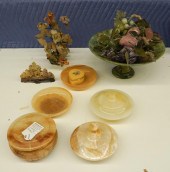 COLLECTION OF STONE LIDDED CON