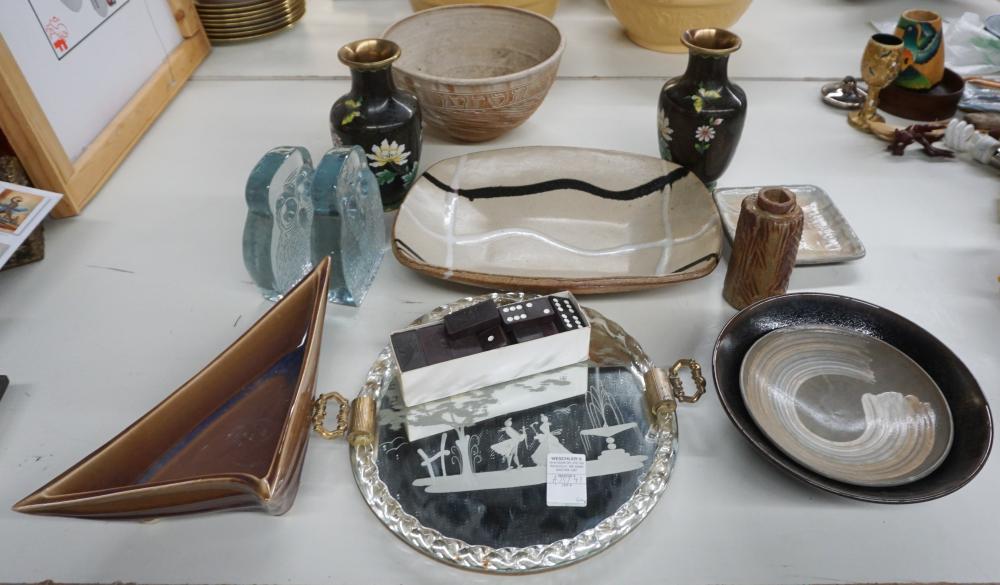 COLLECTION OF STONEWARE, CLOISONNE,