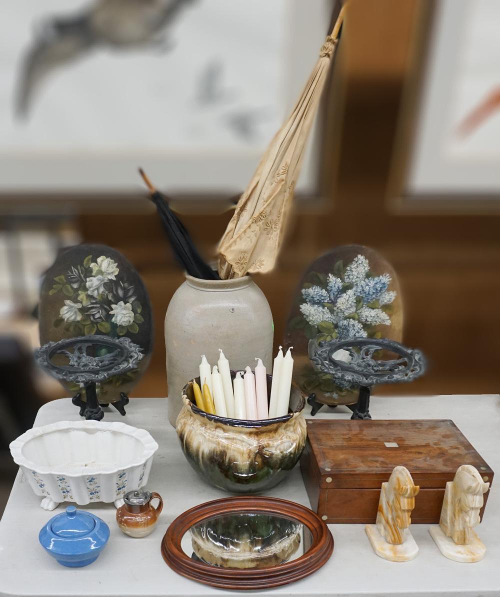 COLLECTION OF STONEWARE JUG AND