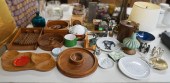 COLLECTION OF TEAK, CERAMIC AN