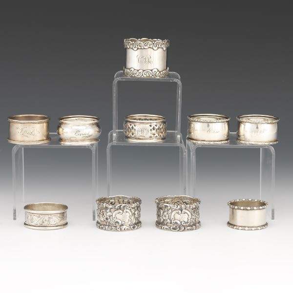 COLLECTION OF TEN STERLING SILVER