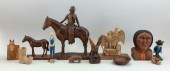 COLLECTION OF TWELVE WOOD CARV