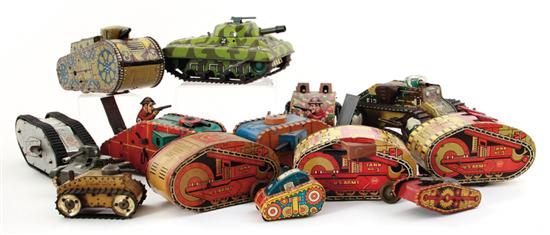 Collection of vintage tank toys