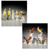 COLLECTION PORCELAIN PARROTS,