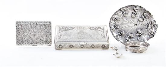 Collection silver boxes and objects