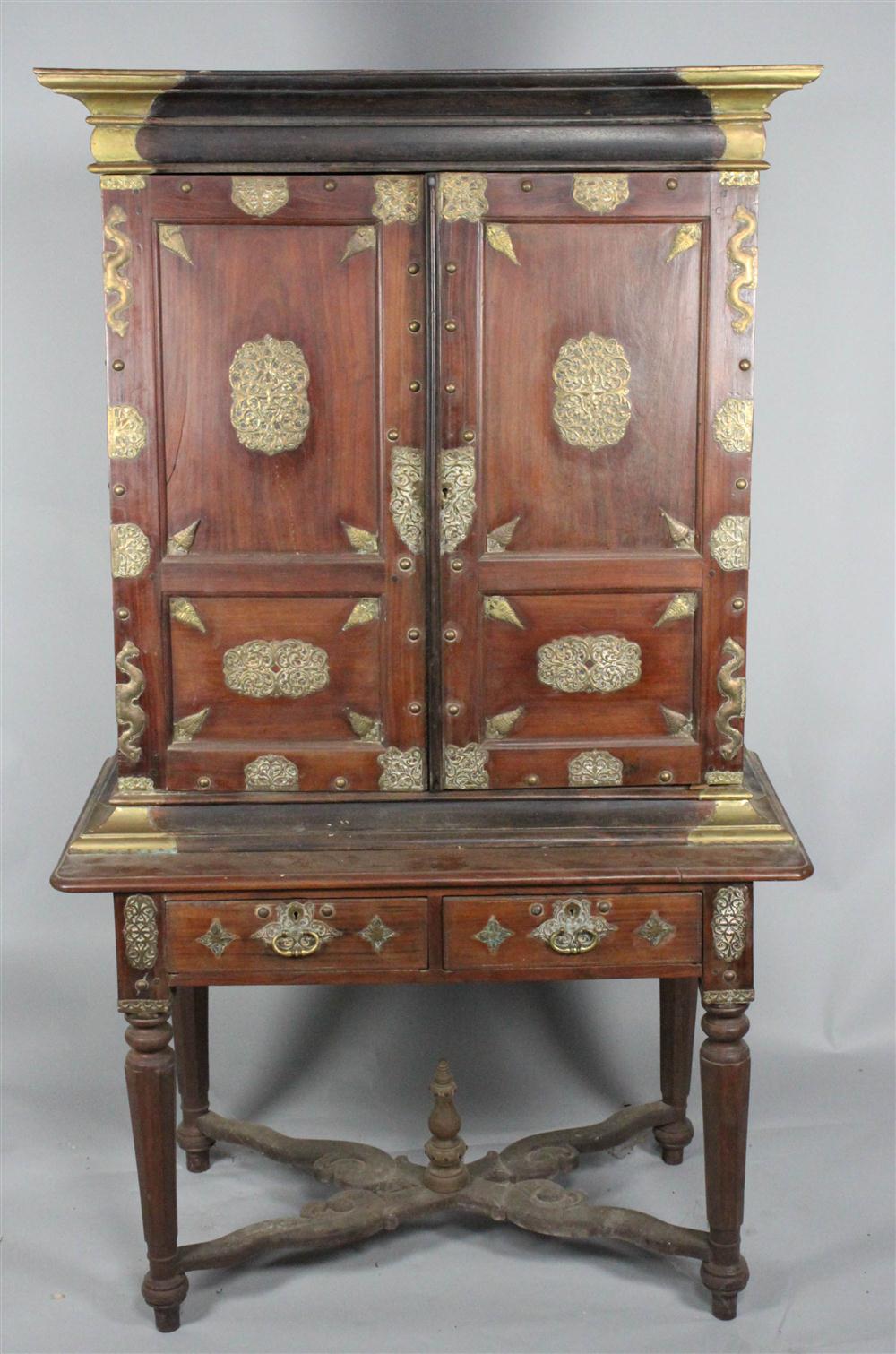 COLONIAL BRASS MOUNTED MAHOGANY