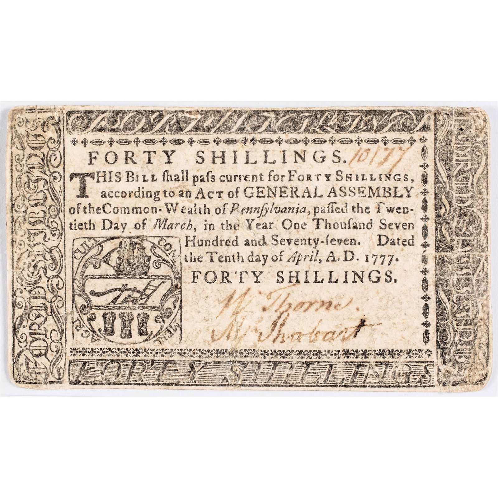 COLONIAL CURRENCY APRIL 10, 1777,