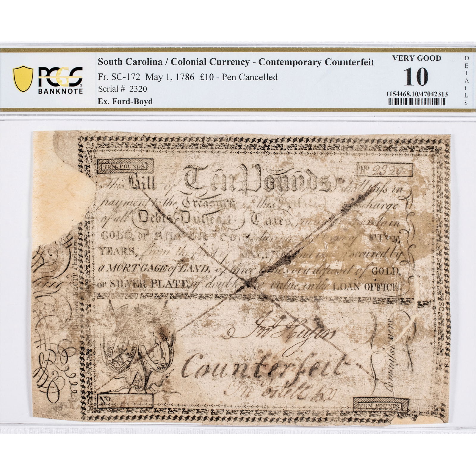 COLONIAL CURRENCY MAY 1, 1786 SOUTH