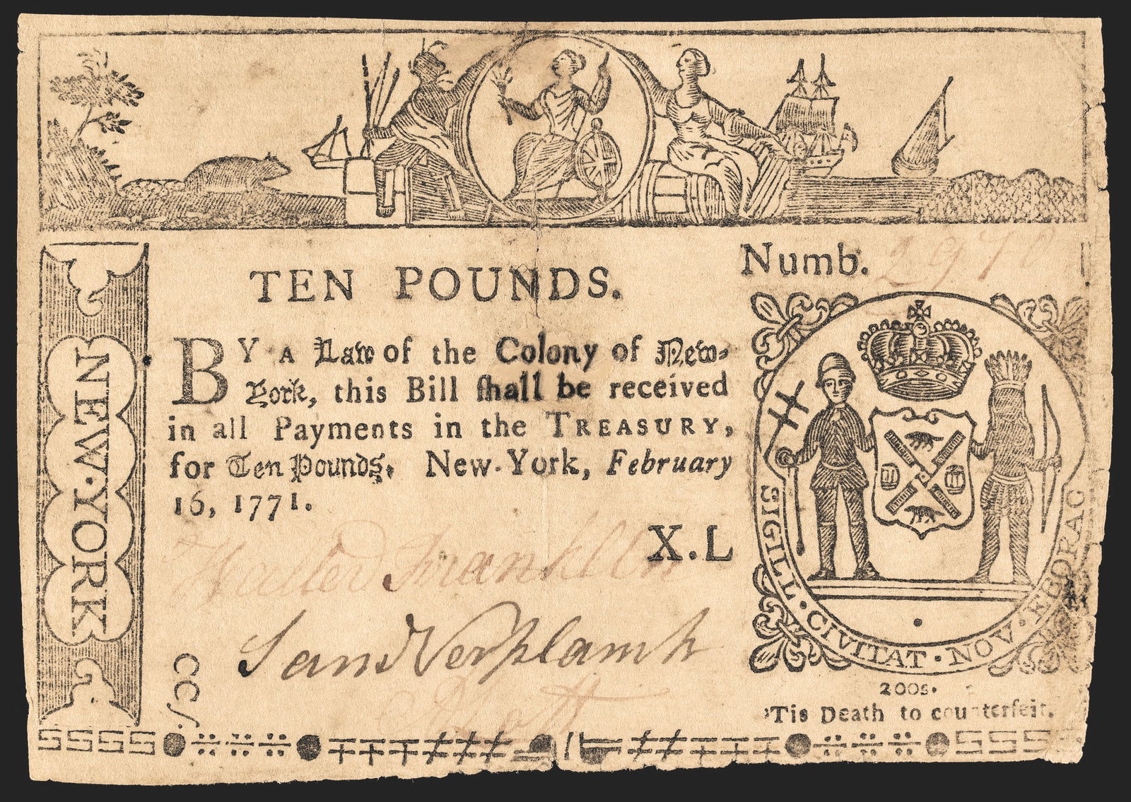 COLONIAL CURRENCY, NEW YORK